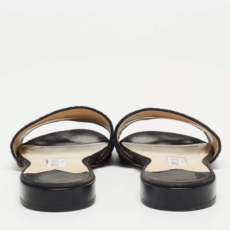 Pre Owned Jimmy Choo Multicolor Glitter Flat Slides Size 39.5  