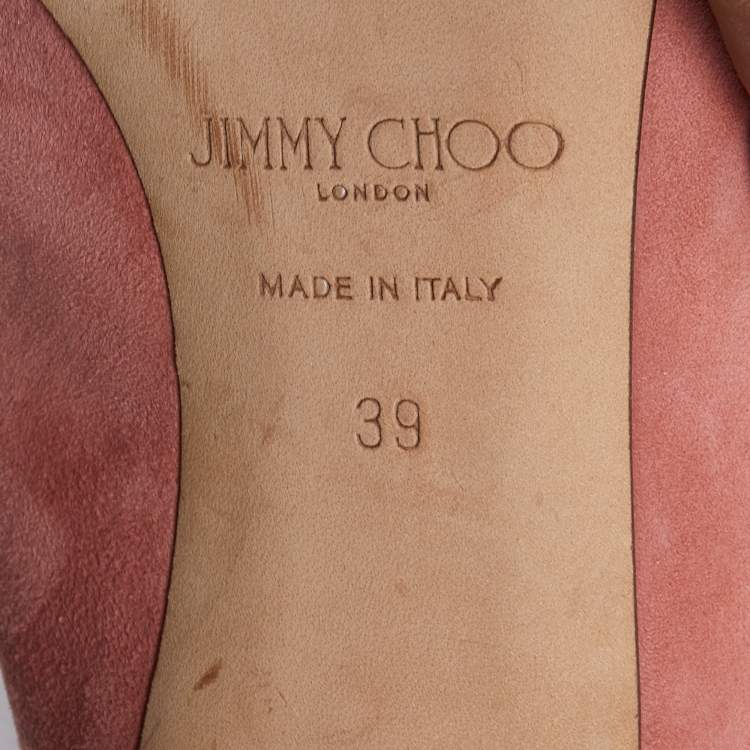 Pre Owned Jimmy Choo Pink Suede Crystal Embellished Bing Slides Size 39