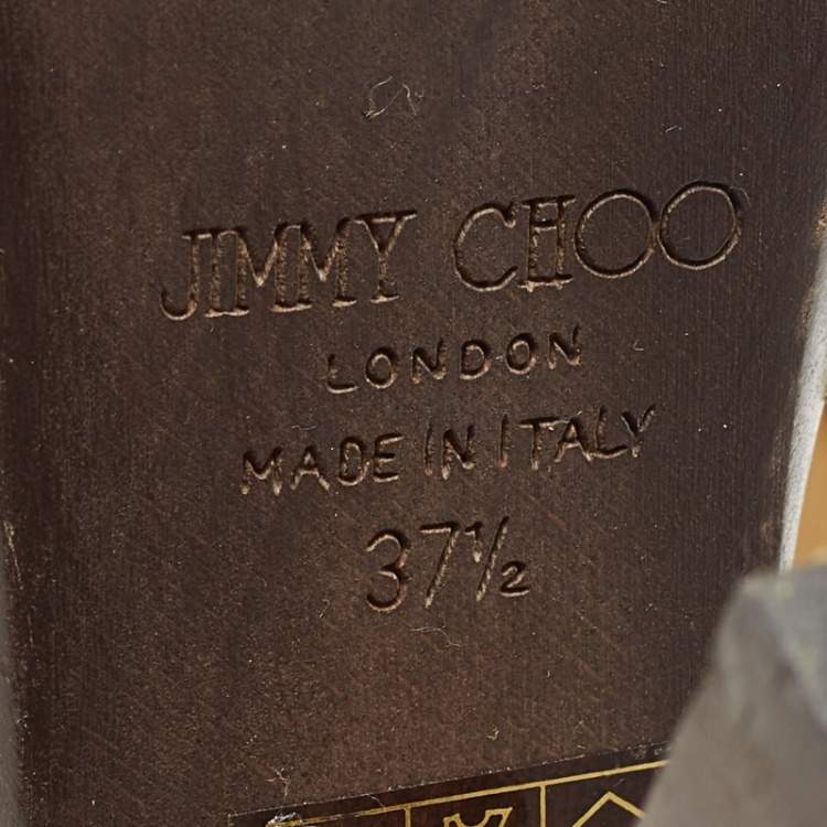 Pre Owned Jimmy Choo Yellow Leather and Suede Platform Ankle Strap Sandals Size 37.5