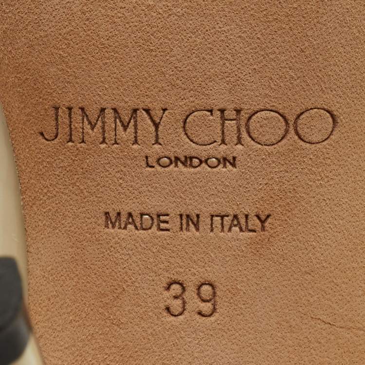 Pre Owned Jimmy Choo Cream Patent Leather Bing Mules Size 39