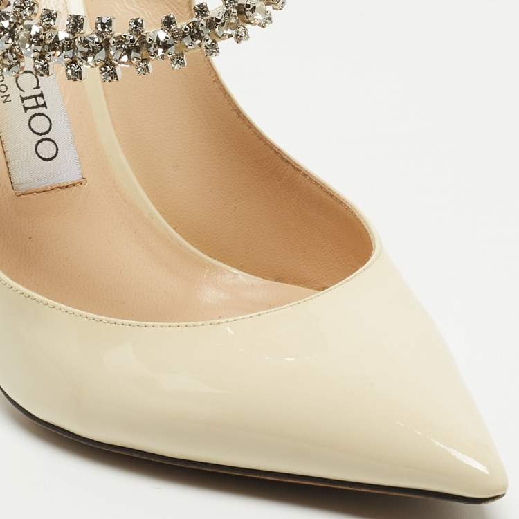 Pre Owned Jimmy Choo Cream Patent Leather Bing Mules Size 39