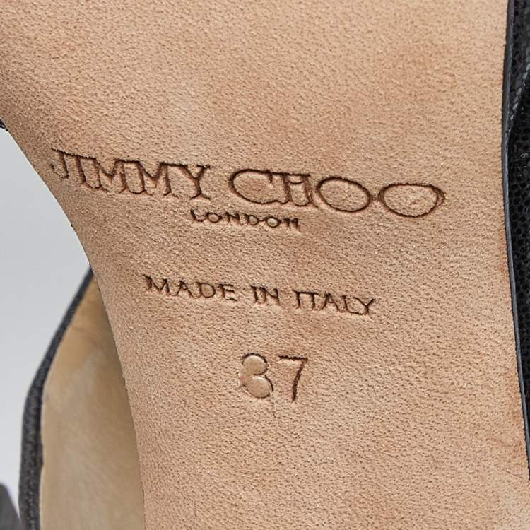 Pre Owned Jimmy Choo Black Laminated Suede Bonnie Sandals Size 37
