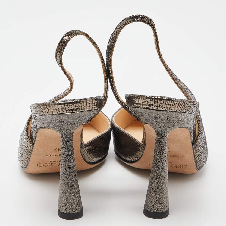 مملوكة مسبقًا Jimmy Choo Gold Glitter Suede Fetto Pumps Size 37