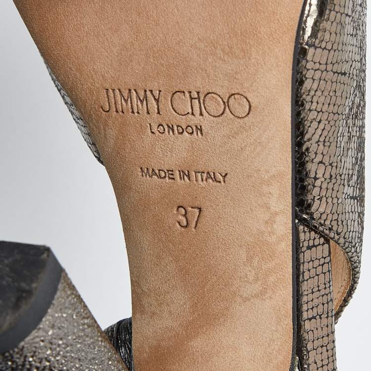 مملوكة مسبقًا Jimmy Choo Gold Glitter Suede Fetto Pumps Size 37