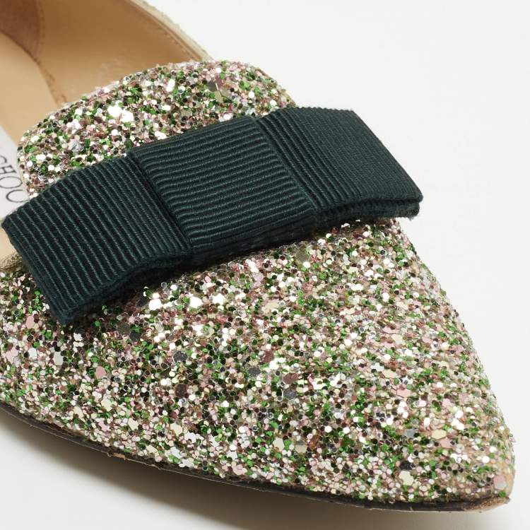Pre Owned Jimmy Choo Multicolor Glitter Gala Smoking Slipper Size 37