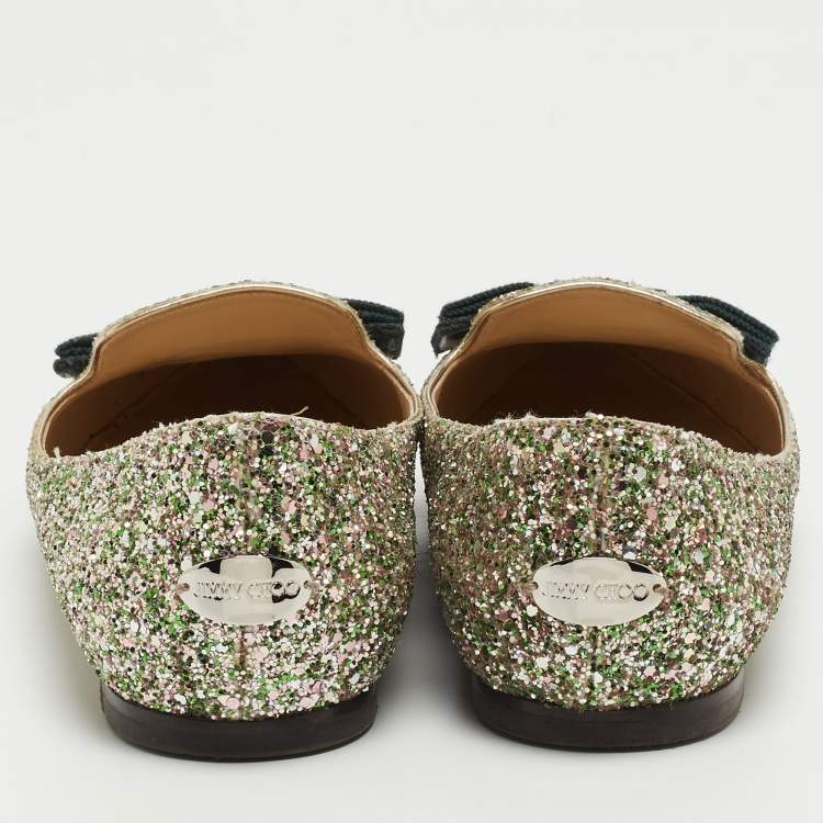 Pre Owned Jimmy Choo Multicolor Glitter Gala Smoking Slipper Size 37
