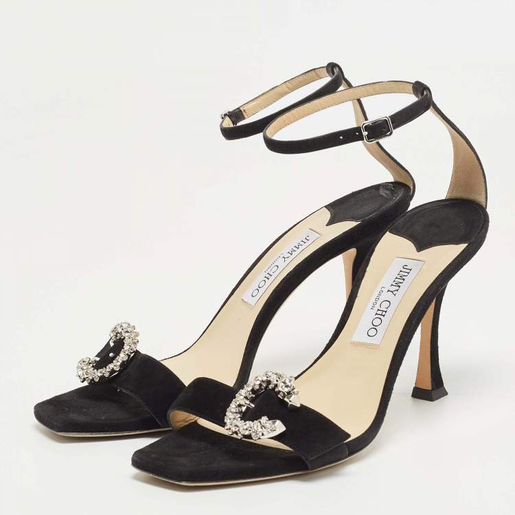 Buy Jimmy Choo Chunky Heeled Sandals with Ankle Strap | Black Color Women |  AJIO LUXE