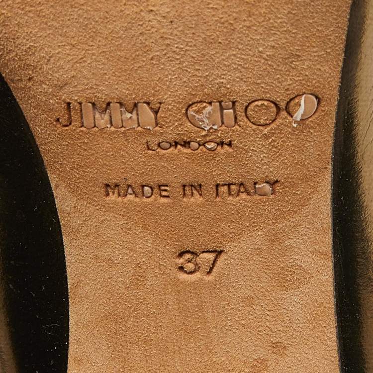 Pre Owned Jimmy Choo Gold Patent Leather Gilbert Pumps Size 37