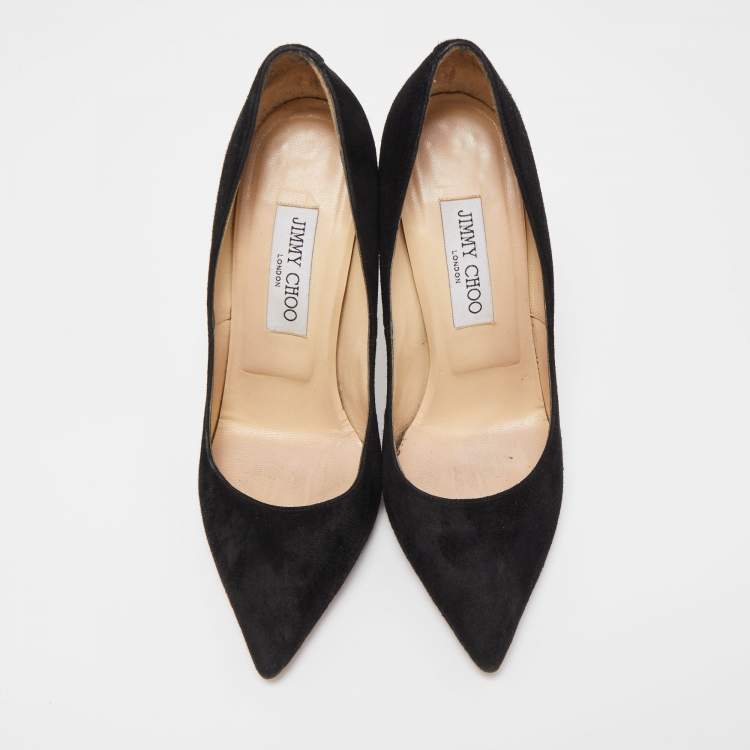 Pre Owned Jimmy Choo Black Suede Romy Pumps Size 37.5