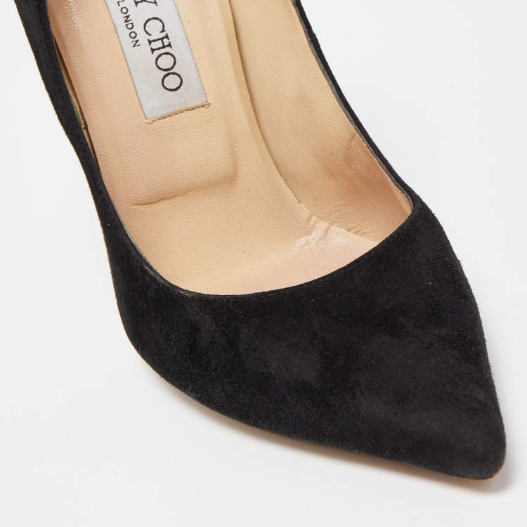 Pre Owned Jimmy Choo Black Suede Romy Pumps Size 37.5