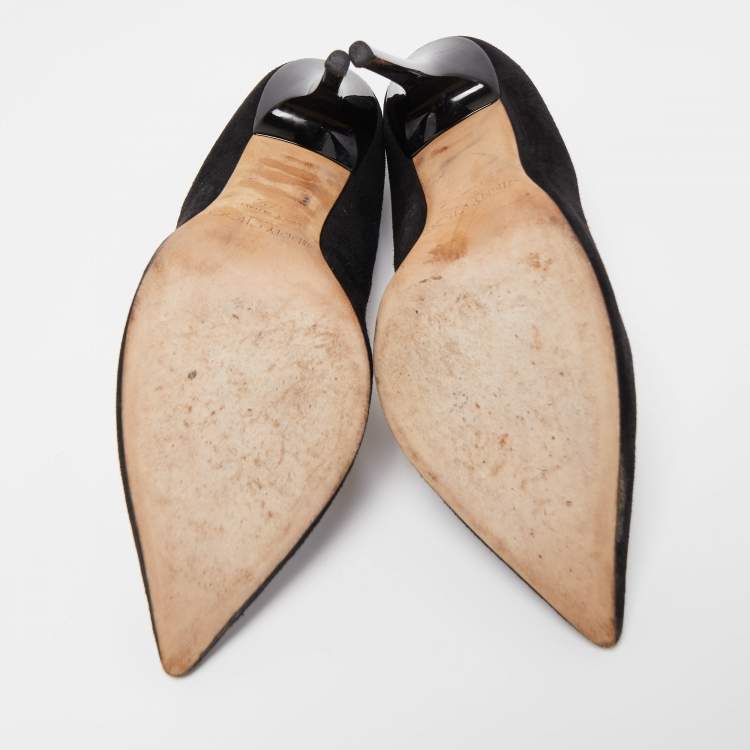 Pre Owned Jimmy Choo Black Suede Romy Pumps Size 37.5