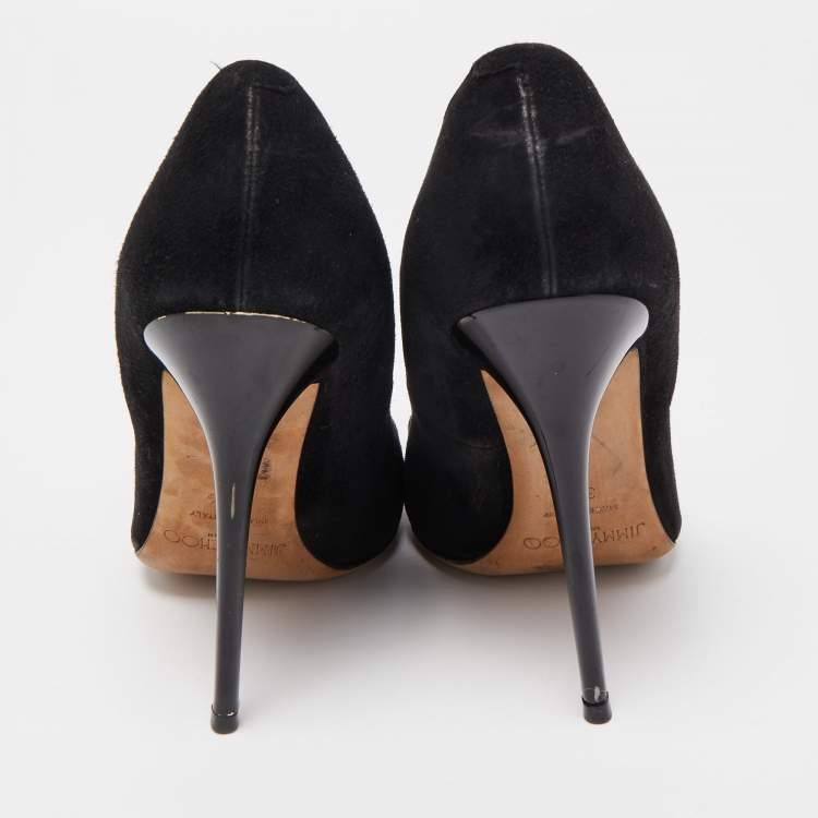 Pre Owned Jimmy Choo Black Suede Romy Pumps Size 37.5
