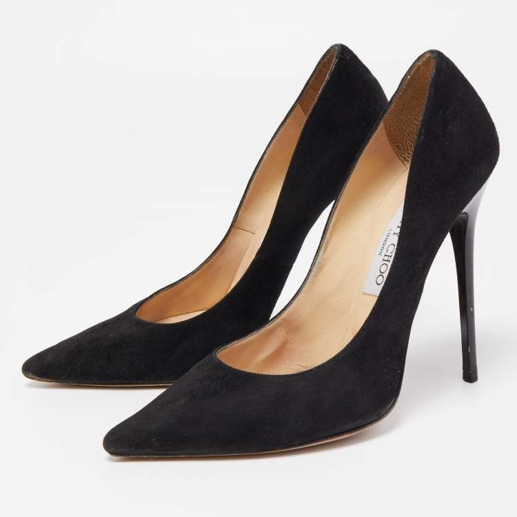 Pre Owned Jimmy Choo Black Suede Romy Pumps Size 37.5