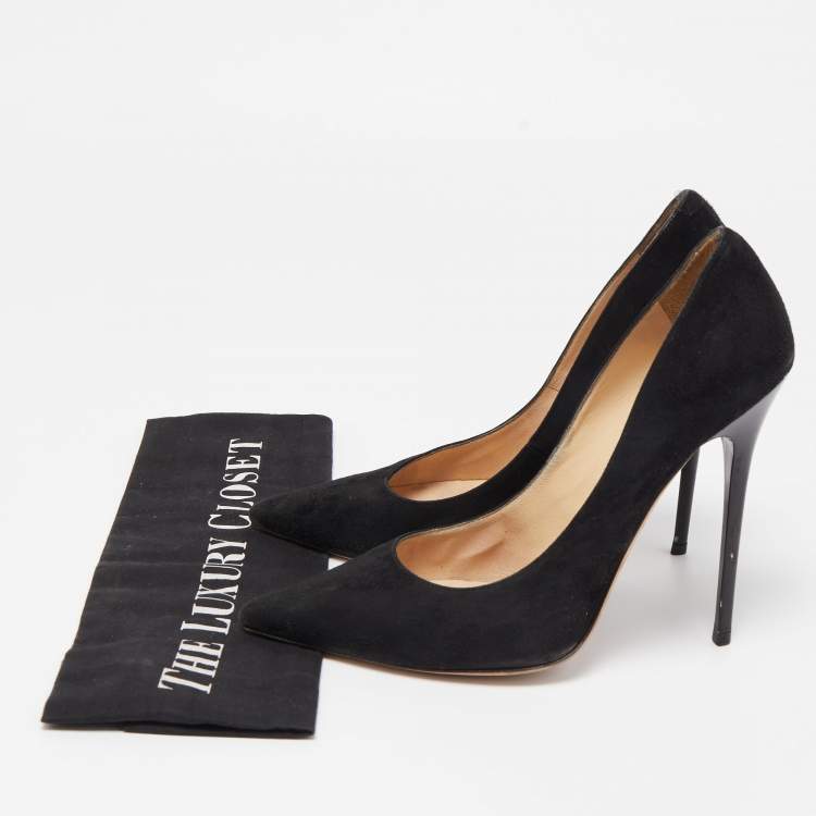 Pre Owned Jimmy Choo Black Suede Romy Pumps Size 37.5