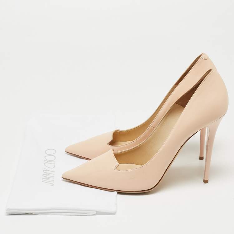 Pre Owned Jimmy Choo Beige Leather Pointed Toe Pumps Size 39