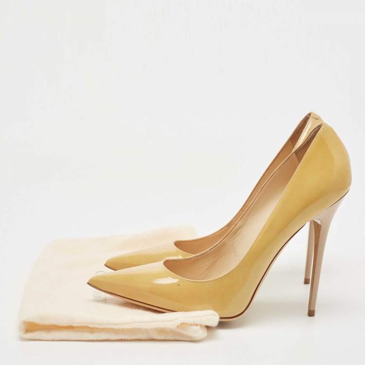 Pre Owned Jimmy Choo Beige Patent Love Pointed Toe Pumps Size 41