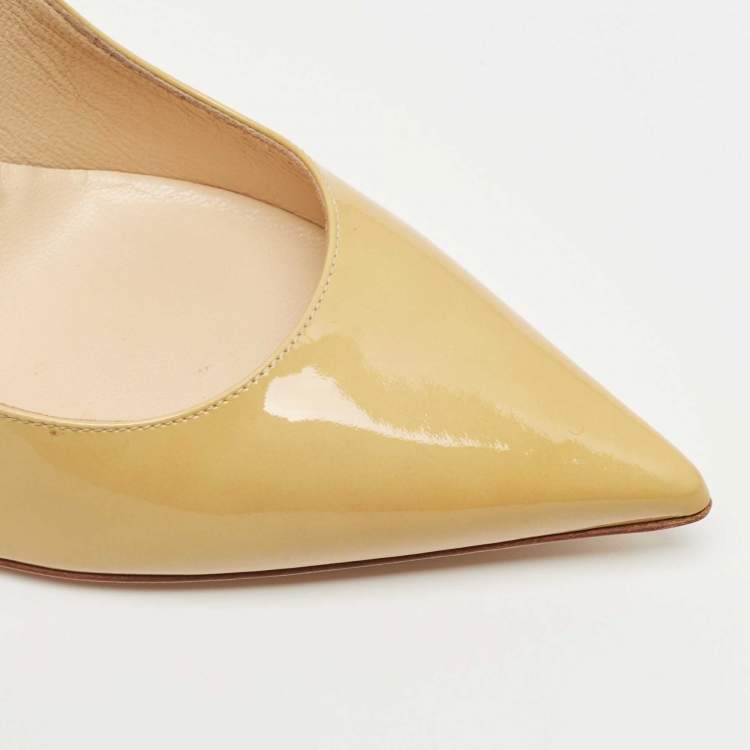 Pre Owned Jimmy Choo Beige Patent Love Pointed Toe Pumps Size 41