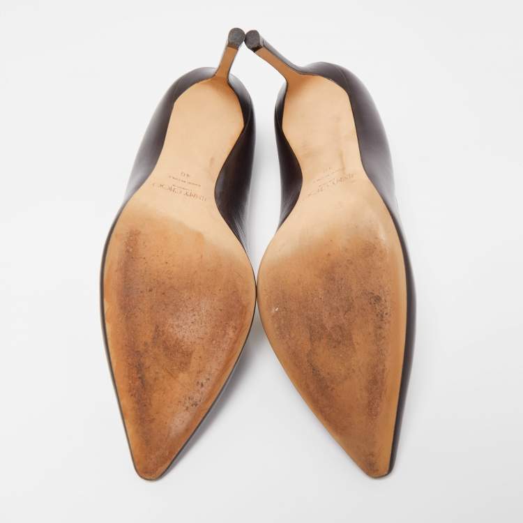 Pre Owned Jimmy Choo Dark Brown Leather Romy Pumps Size 40 
