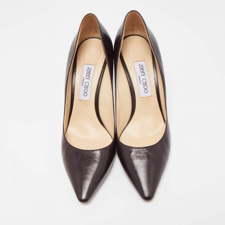 Pre Owned Jimmy Choo Dark Brown Leather Romy Pumps Size 40 