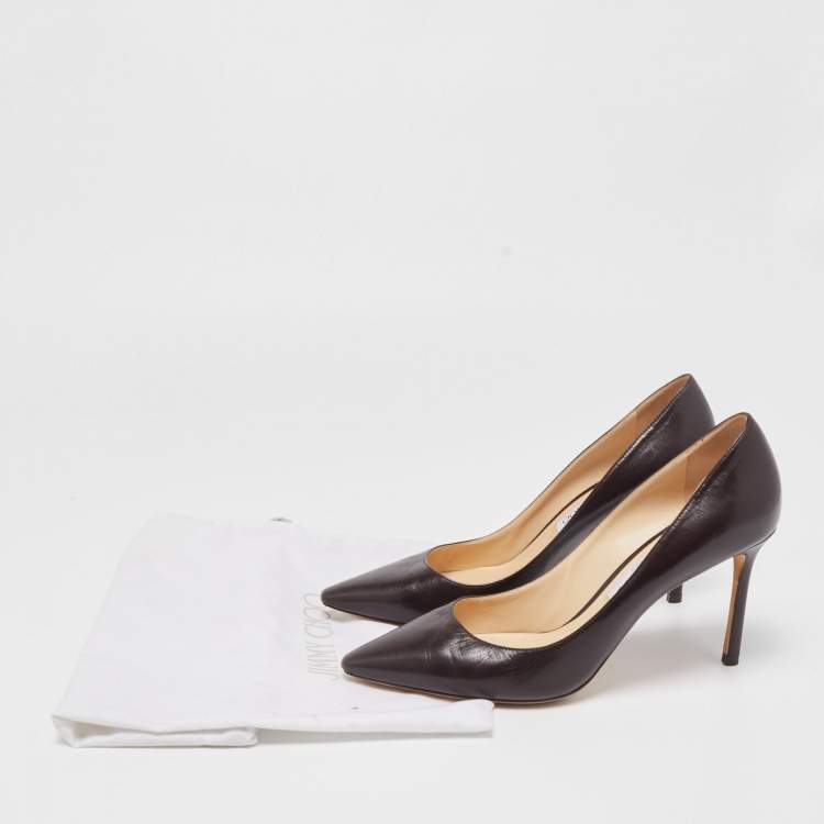 Pre Owned Jimmy Choo Dark Brown Leather Romy Pumps Size 40 