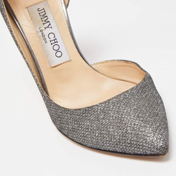 Pre Owned Jimmy Choo Grey Lurex Fabric Lucy Pumps Size 36