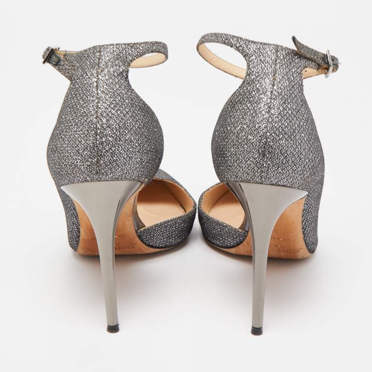 Pre Owned Jimmy Choo Grey Lurex Fabric Lucy Pumps Size 36