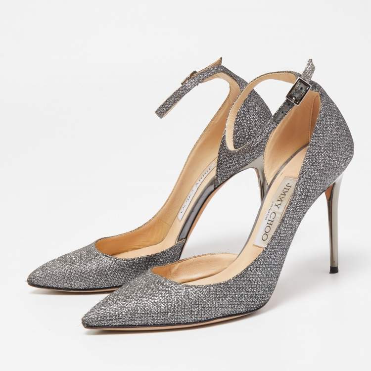 Pre Owned Jimmy Choo Grey Lurex Fabric Lucy Pumps Size 36