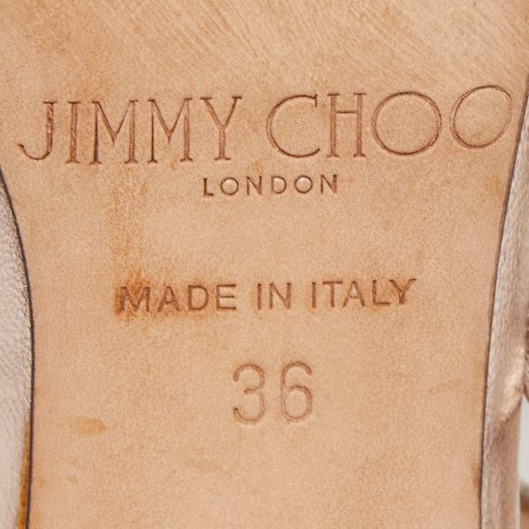 مملوكة مسبقًا Jimmy Choo Metallic Silver Leather Ankle Strap Sandals Size 36