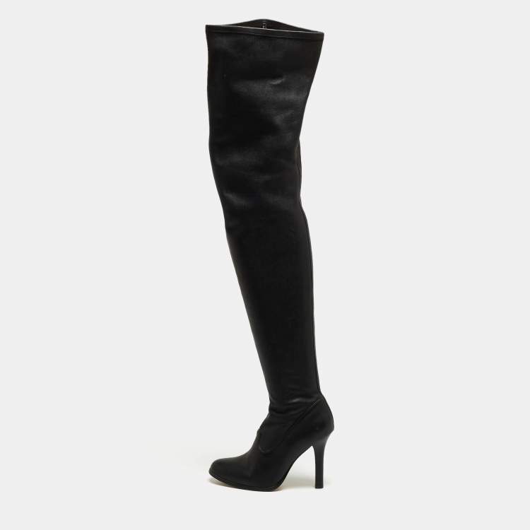 Amazon.com: Thigh High Long Boots Pointed Toe Stiletto High Knee Thigh Boots  Patent Leather Over The Knee Stretch Shoes (Color : Black, Size : 6 US) :  Clothing, Shoes & Jewelry