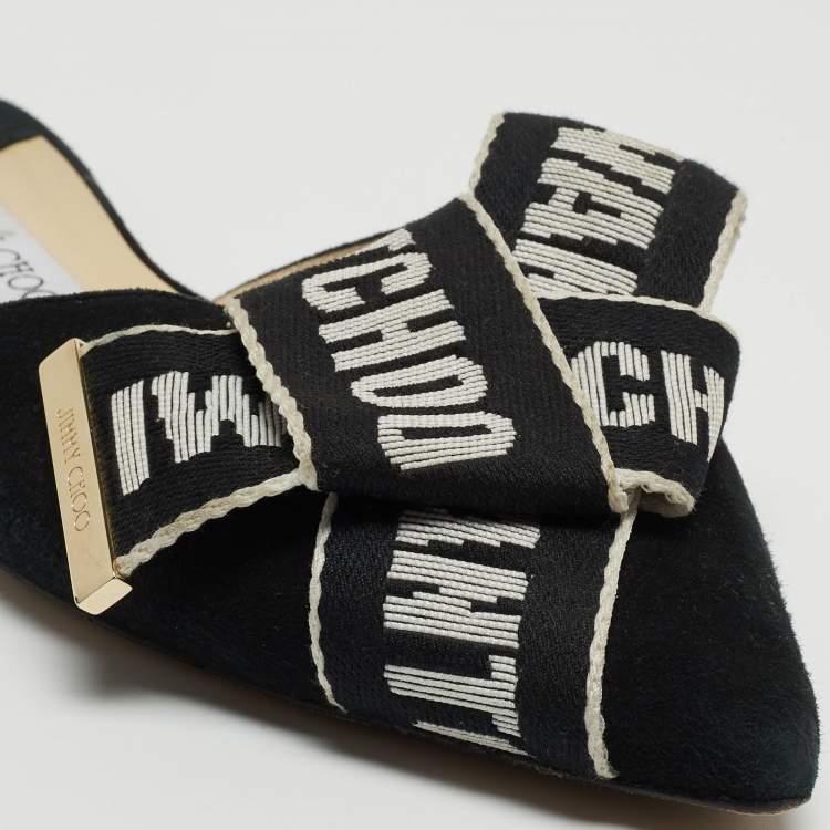 Pre Owned Jimmy Choo Black Suede Gretchen Flat Mules Size 39