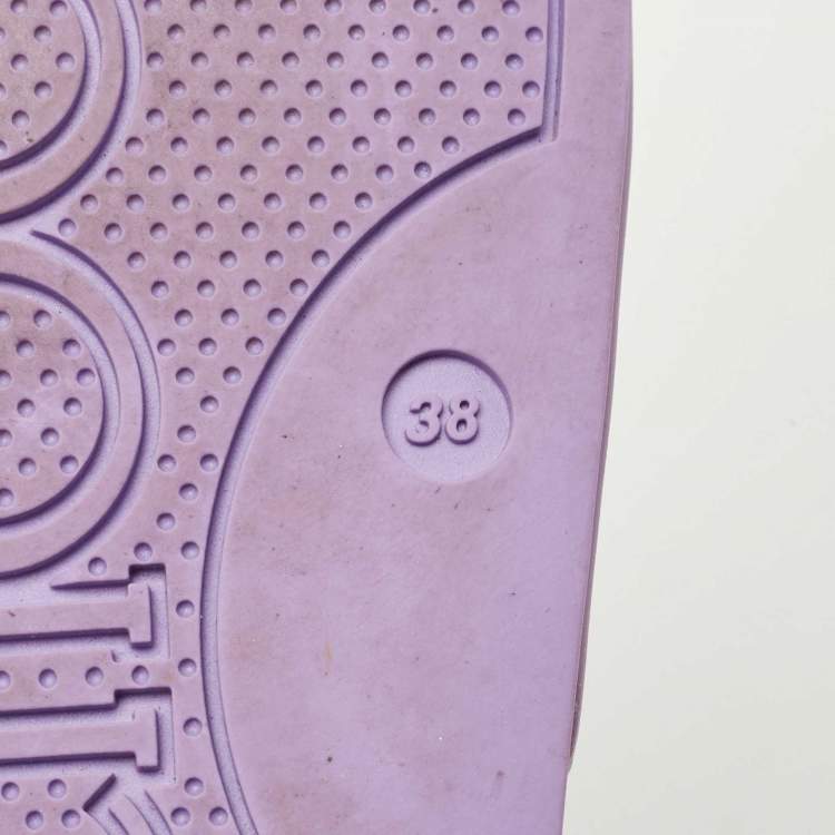Pre Owned Jimmy Choo Purple Rubber JC Monogram Slides Size 38