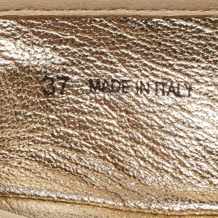 Pre Owned Jimmy Choo Beige Leather Crystal Embellished Weber Ballet Flats Size 37