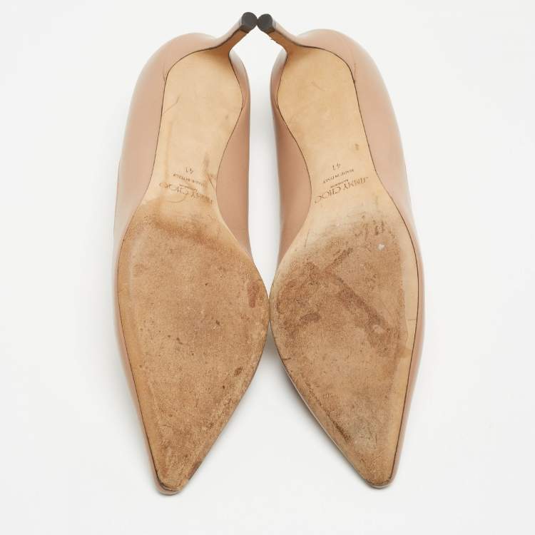 Pre Owned Jimmy Choo Beige Leather Romy Pumps Size 41
