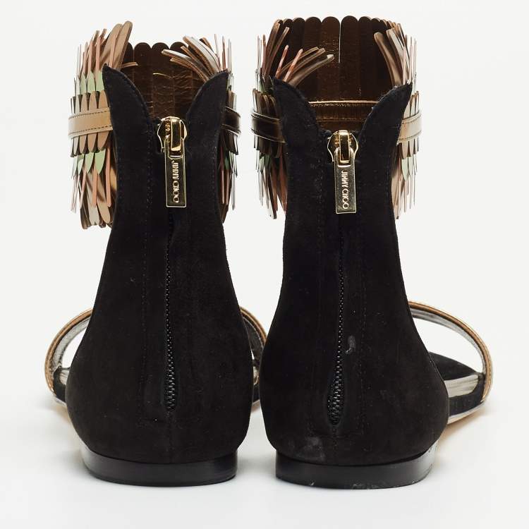 Pre Owned Jimmy Choo Black Suede Kimro Flat Sandals Size 40