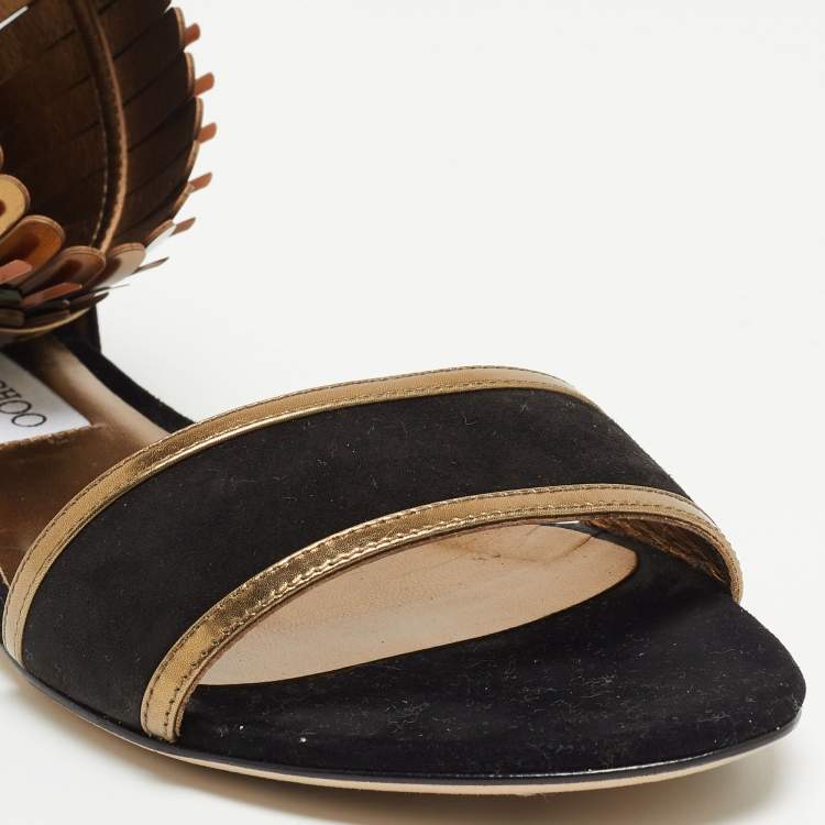 Pre Owned Jimmy Choo Black Suede Kimro Flat Sandals Size 40