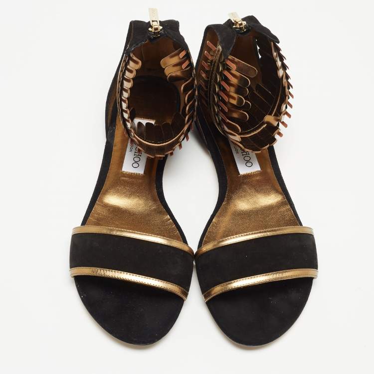Pre Owned Jimmy Choo Black Suede Kimro Flat Sandals Size 40