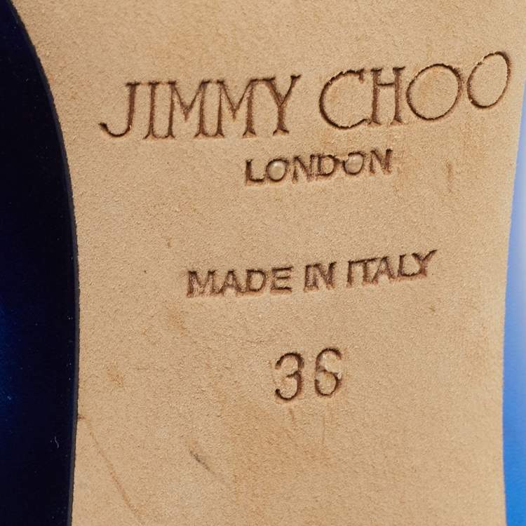 Pre Owned Jimmy Choo Blue Patent Leather Avril Pumps Size 36