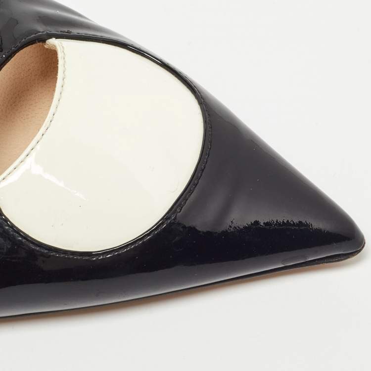 Pre Owned Jimmy Choo Tri Color Patent Leather Pointed Toe Slingback Sandals 40