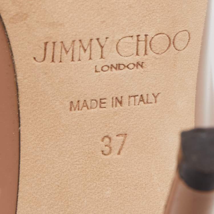 Pre Owned Jimmy Choo Beige Patent Bing Mules Size 37
