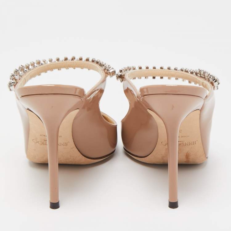 Pre Owned Jimmy Choo Beige Patent Bing Mules Size 37