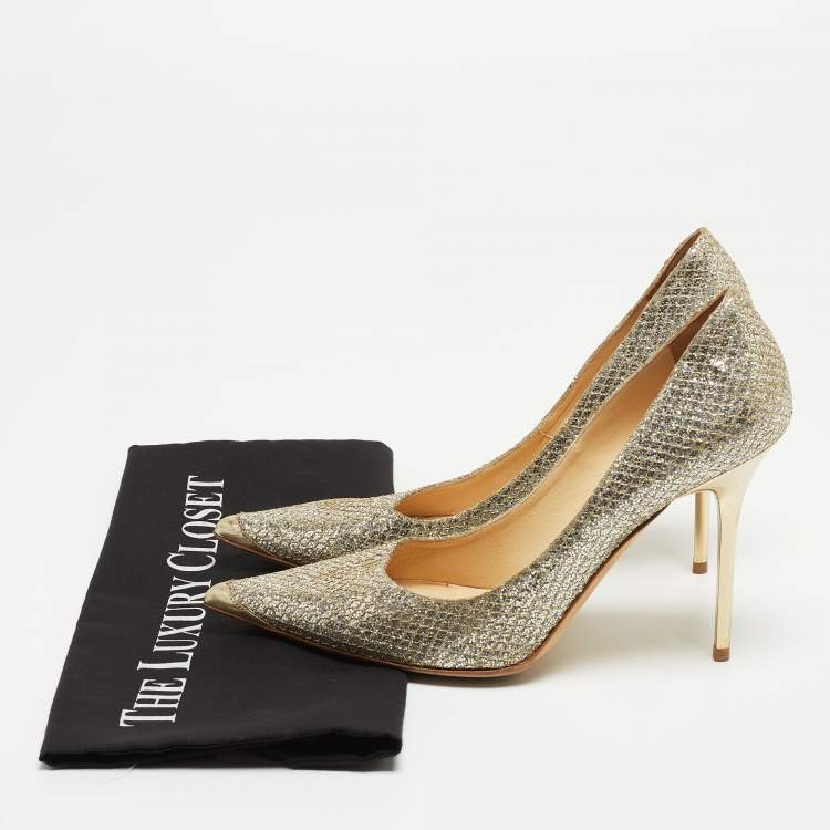 Pre Owned Jimmy Choo Silver/Gold Glitter Romy Pumps Size 38