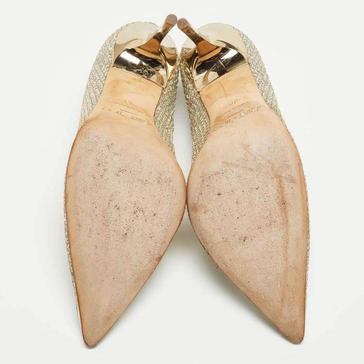 Pre Owned Jimmy Choo Silver/Gold Glitter Romy Pumps Size 38