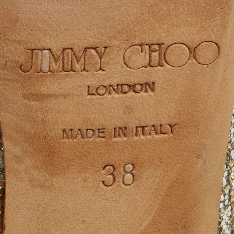 Pre Owned Jimmy Choo Silver/Gold Glitter Romy Pumps Size 38