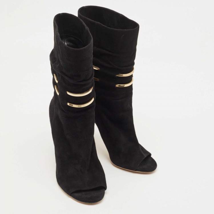 Pre Owned Jimmy Choo Black Suede Ankle Boots Size 36.5