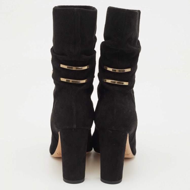 Pre Owned Jimmy Choo Black Suede Ankle Boots Size 36.5