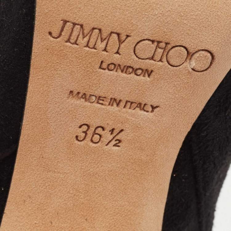 Pre Owned Jimmy Choo Black Suede Ankle Boots Size 36.5