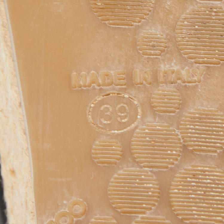 Pre Owned Jimmy Choo Black Patent Leather Phyllis Wedge Espadrille Platform Sandals Size 39 