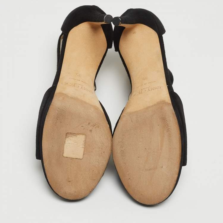 Pre Owned Jimmy Choo Black Suede Lana Sandals Size 35