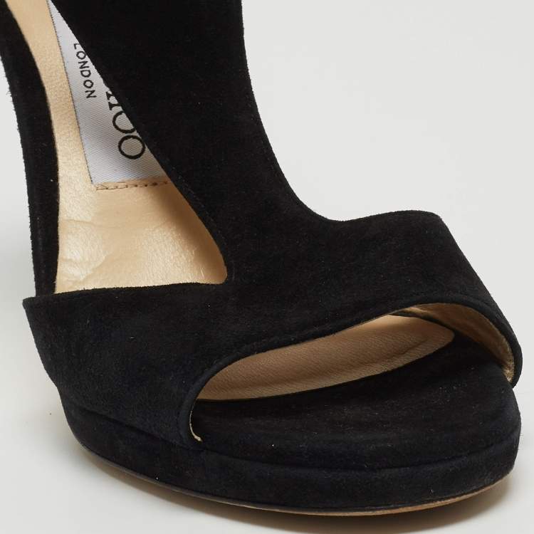 Pre Owned Jimmy Choo Black Suede Lana Sandals Size 35