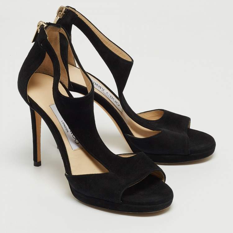 Pre Owned Jimmy Choo Black Suede Lana Sandals Size 35